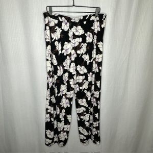 White House Black Market NWT Black and White Floral Wide Leg Pants WHBM Size: L